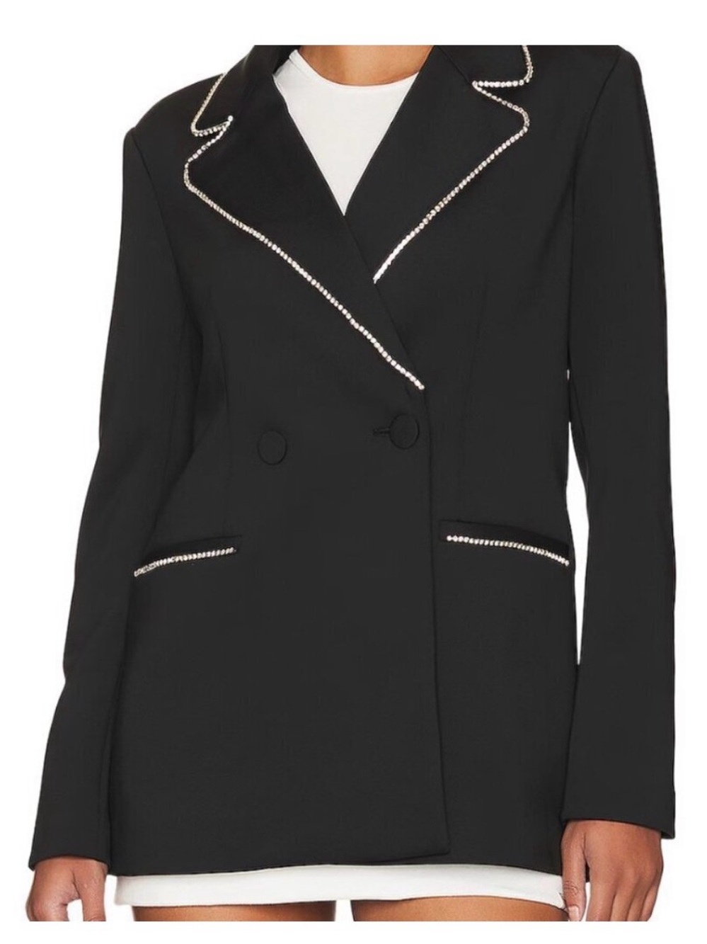 Good American Scuba Crystal Embellished Double Breasted Scuba Blazer Sz M - Picture 14 of 15